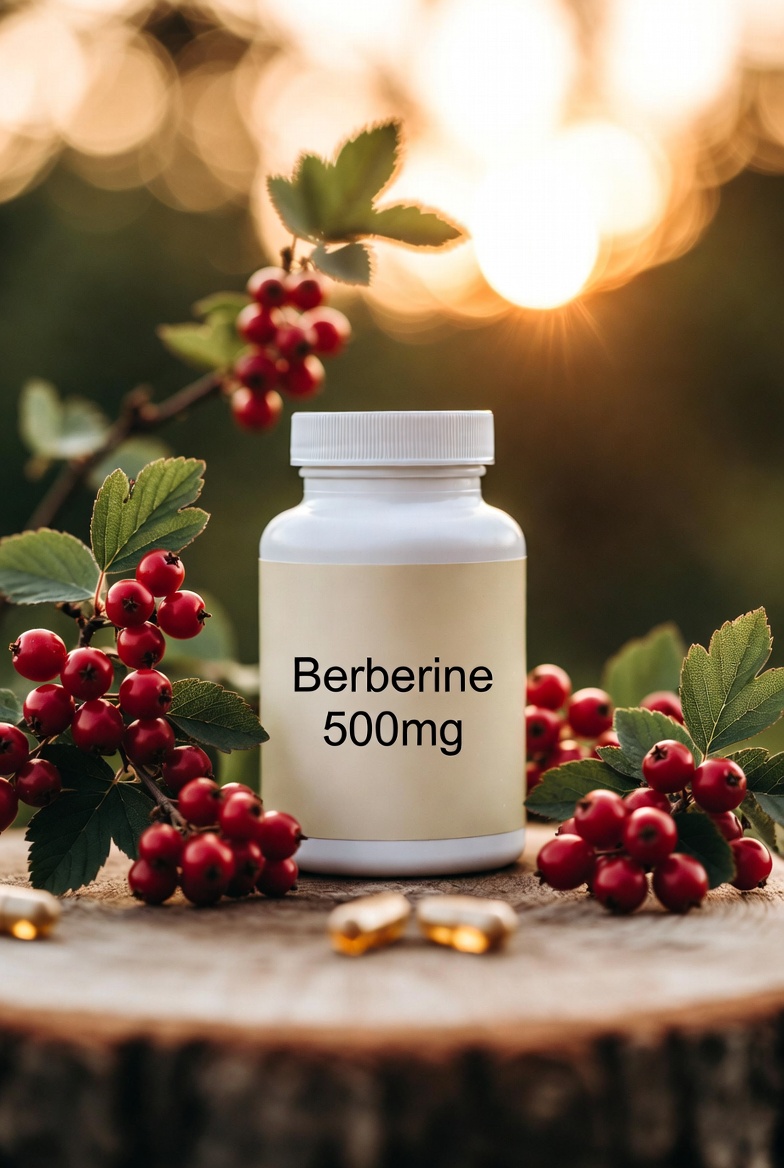 Natural berberine supplement with barberry plant for blood sugar, weight management, and cravings support